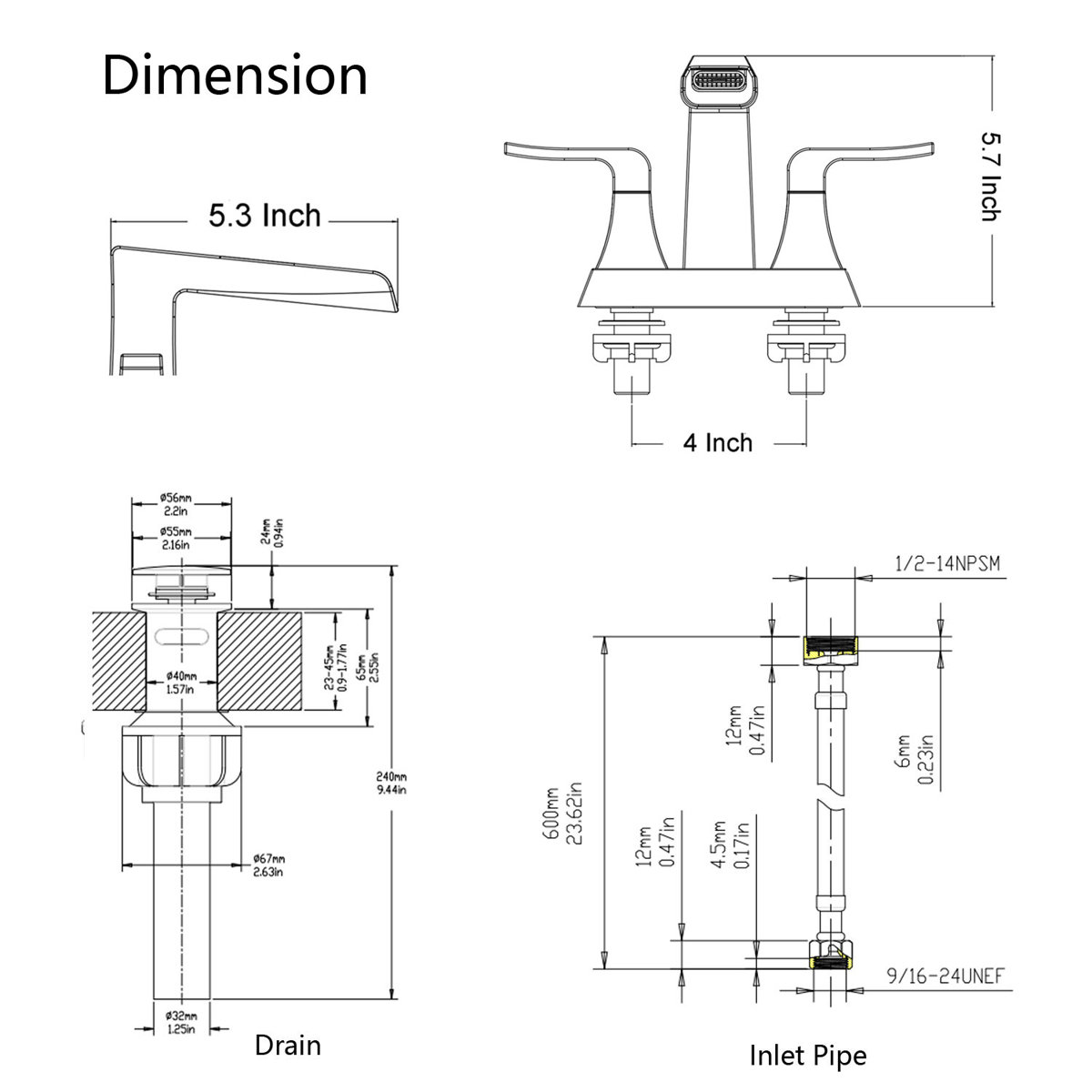 Rainlex Waterfall Lavatory Centerset Faucet With Drain Assembly